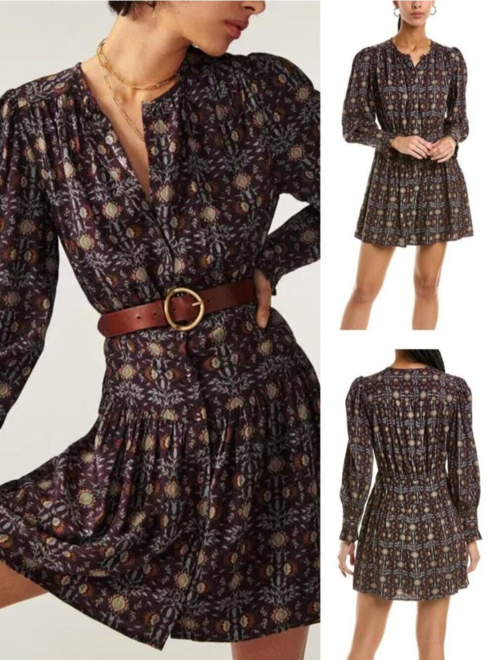 BA&SH Tracy Printed Button Front Dress Size 2